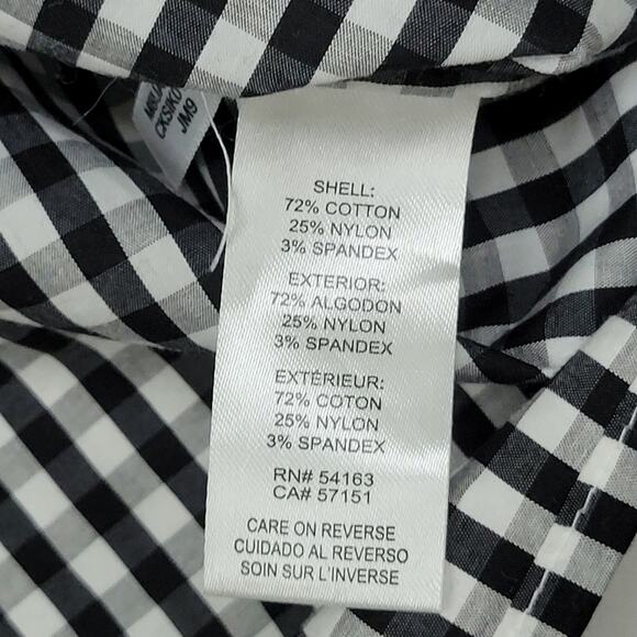 CALVIN KLEIN Women’s Black/White Gingham Bell Sleeve Blouse Keyhole Back Size M - Picture 4 of 8